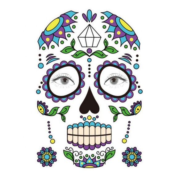 4 Sheets Día de los Muertos (Day of the Dead) Temporary Face Tattoos | NWT - Picture 7 of 10